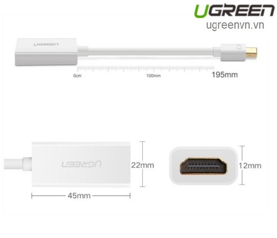 Cáp chuyển đổi Mini Displayport sang HDMI âm Ugreen 10460 (màu trắng)